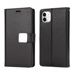 Multi Pockets Folio Flip Leather Wallet Case with Strap for iPhone 12 Mini 5.4 inch (Black) Multi Pockets Folio Flip Leather Wallet Case with Strap for iPhone 12 Mini 5.4 inch (Black)